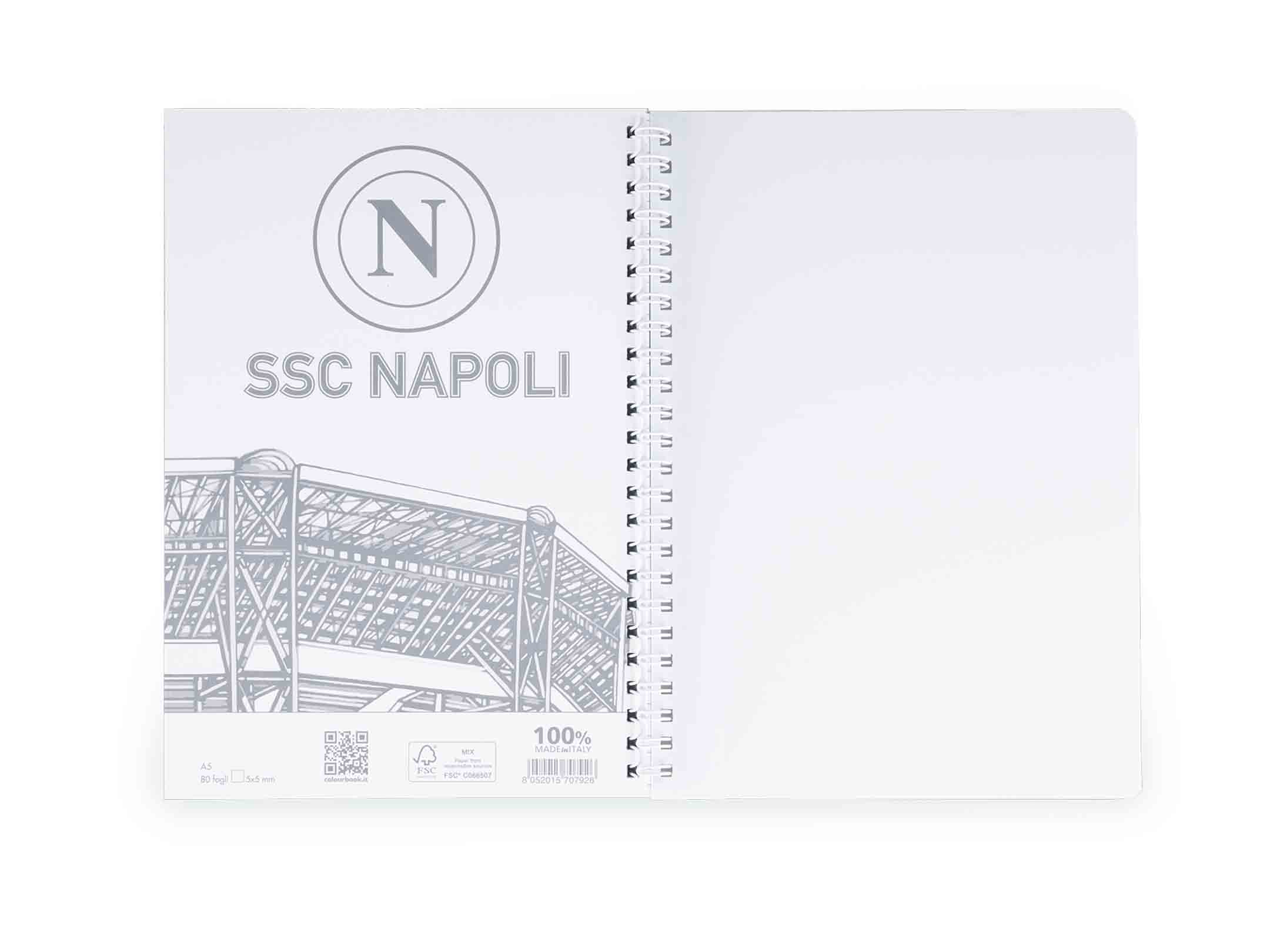 Quaderno A Spirale A5 SSC Napoli Quadretti 5 Millimetri Colourbook