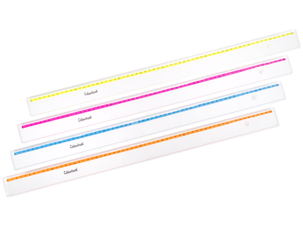 Righello pieghevole da 3 pezzi, righello di plastica infrangibile da 30 cm,  righello da ufficio per bambini in età scolare (rosa blu trasparente)