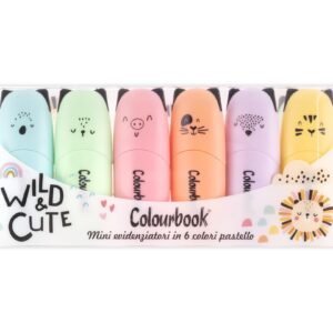 set 6 mini evidenziatori wild & cute. colori pastello.